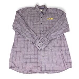 Cutter & Buck LSU Tigers Button Down Performance Shirt Men's Plaid Golf XXL